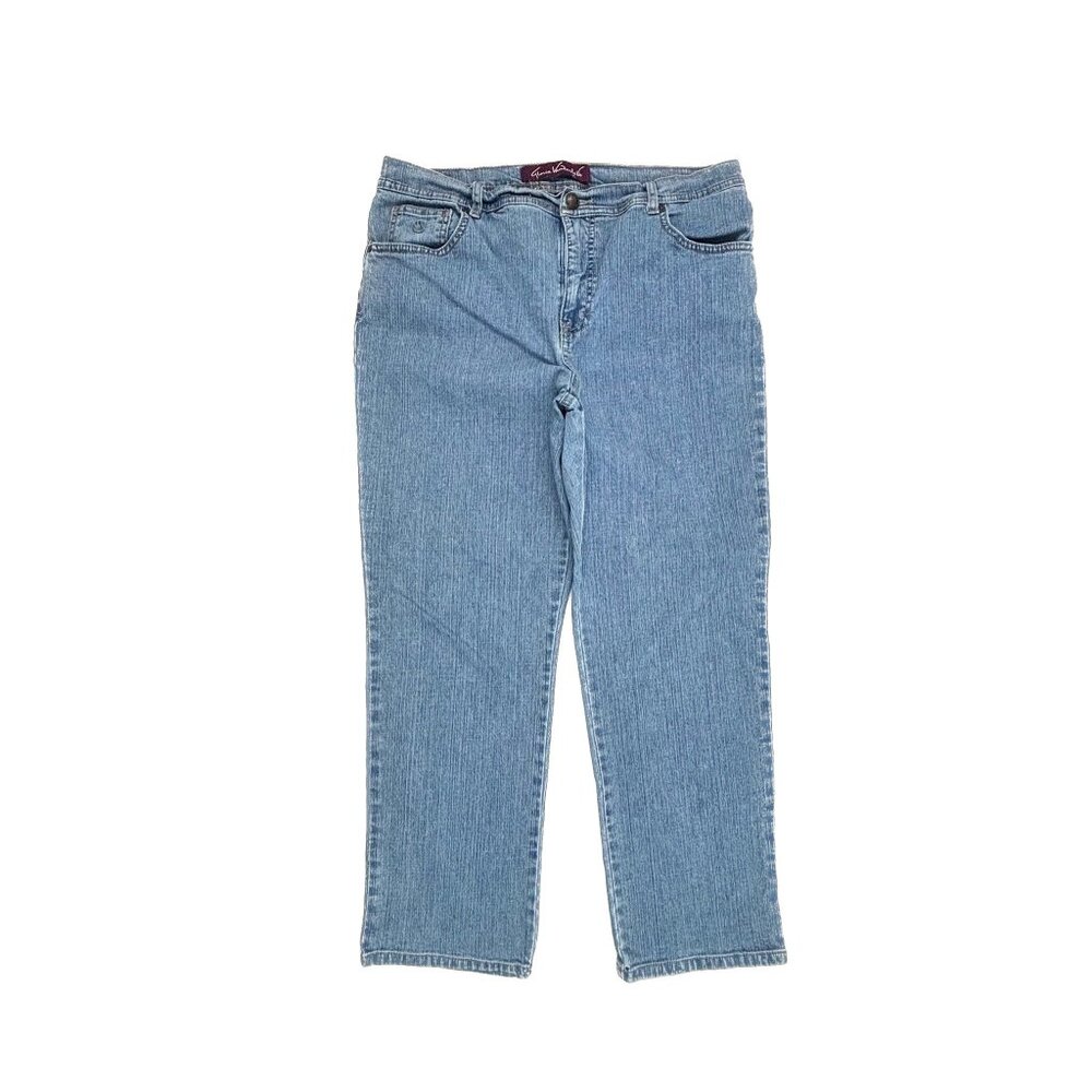 Gloria Vanderbilt Amanda Straight Leg Women's size 14P Medium‎ Blue Denim jeans
